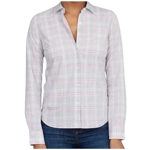UNTUCKIT Chasseles Plaid Button Up Long Sleeve Shirt Cotton Gray Pink Size 18 - Picture 1 of 7